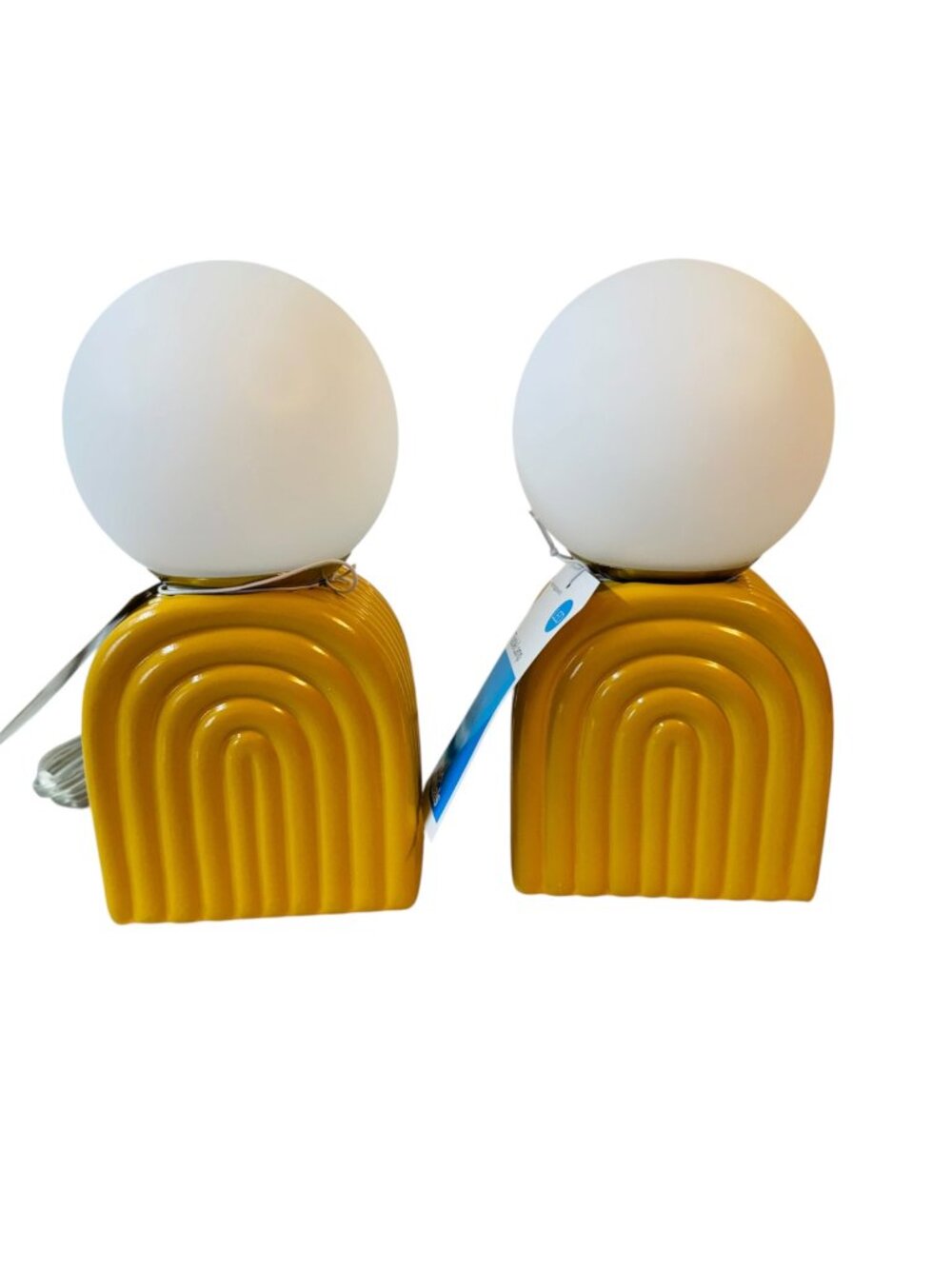 Room Essentials LED Table Lamps Set Of 2 Yellow Ceramic Base With White Globe Sh